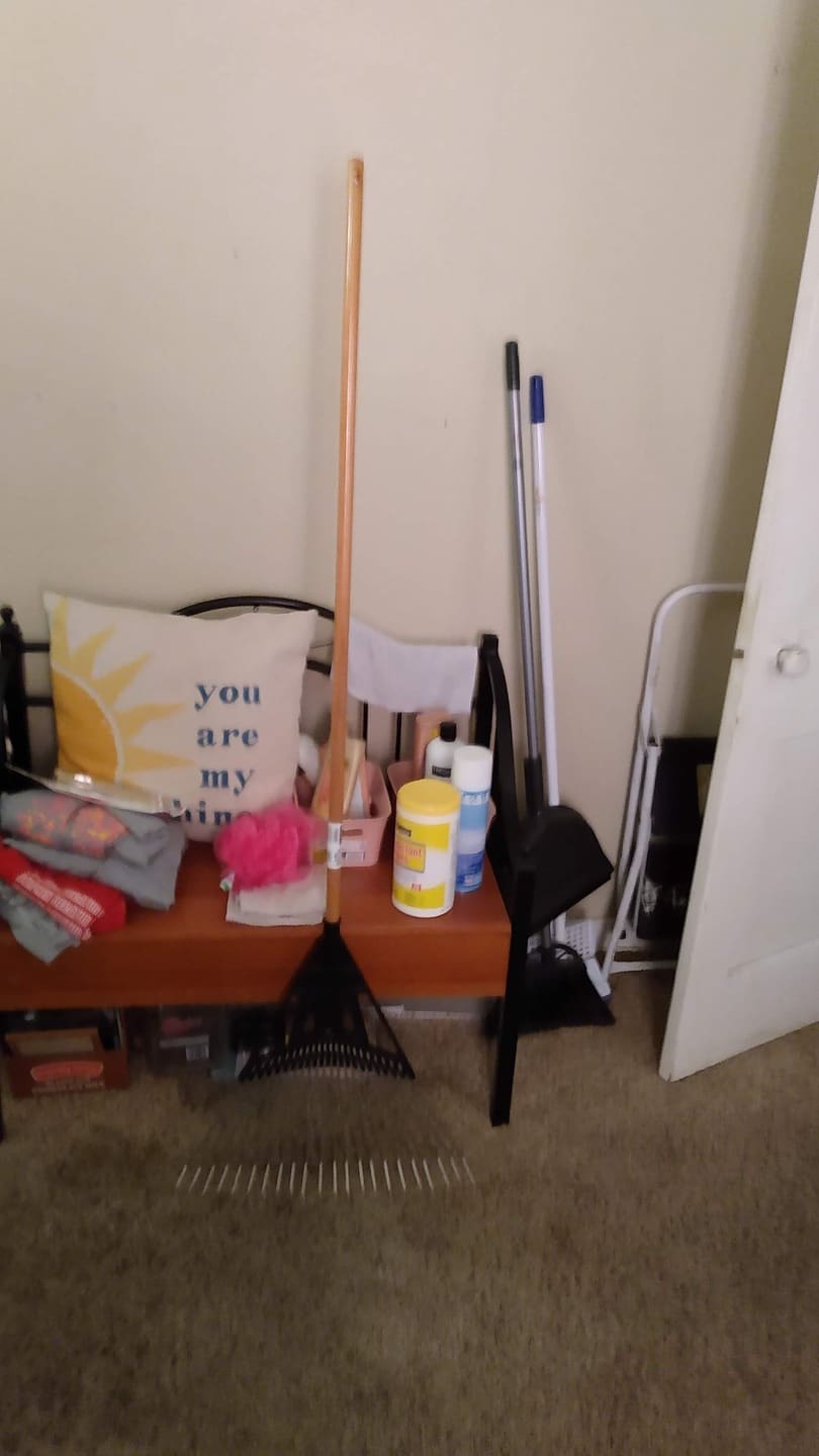 A rake in the bedroom