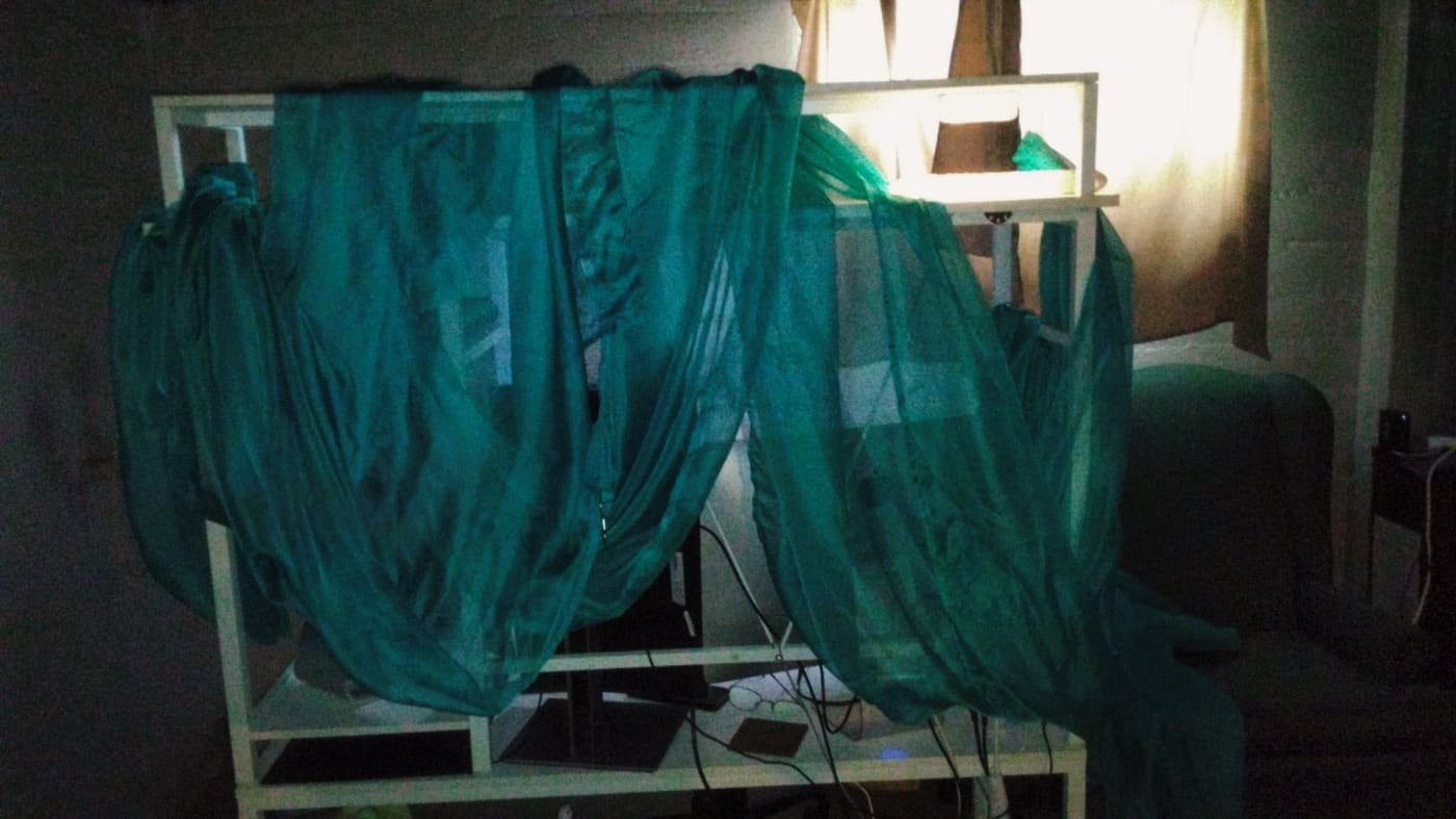 I used a lot of curtains to cover my computer screen